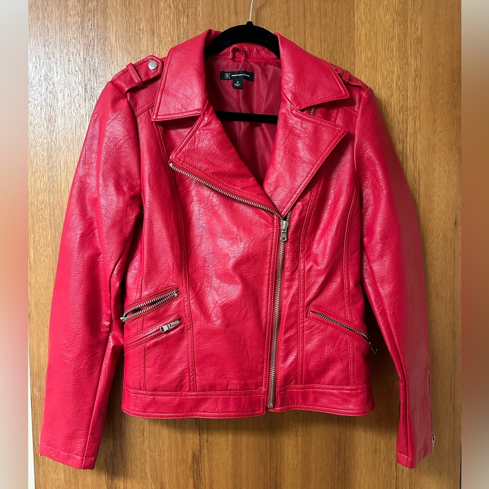 Faux leather moto jacket
